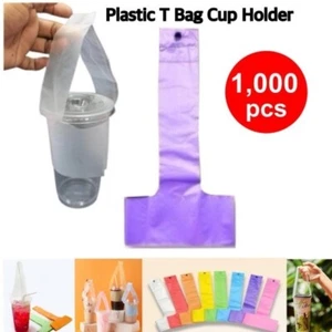1,000Pc Purple Plastic Cup Carrier Handle Drink T Delivery Container Hanging Bag - Picture 1 of 11