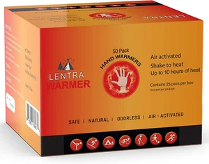 Hot Hand Warmers - 50 Count - Air Activated Heat Packs for Hands and Toes - Picture 1 of 12