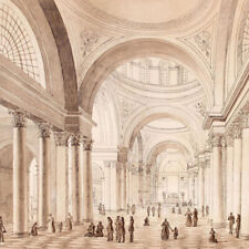 Architektur Kirche Innenansicht Klassizismus aquar Tusche Zeichnung um 1830