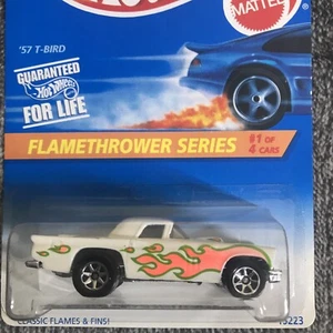 1996 HOT WHEELS  57 T-BIRD white  #384 FLAMETHROWER SERIES Vintage - Picture 1 of 3