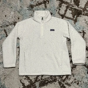 Patagonia Los Gatos Fleece Jacket Girls XL 14 White 1/4 Zip Pullover Womens S - Picture 1 of 6