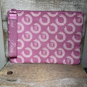 Borsa trucco Victoria's Secret ROSA con cerniera e tracolla rosa, bianca 10x7,5" nuova - Foto 1 di 16