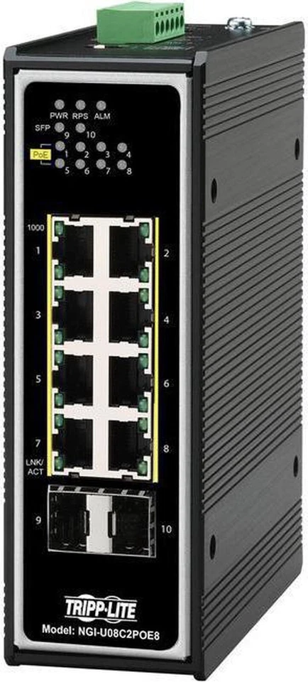 Tripp Lite 8 Port Gigabit 2 SFP Web Smart POE Switch NGIU08C2POE8 - Image 1 of 1