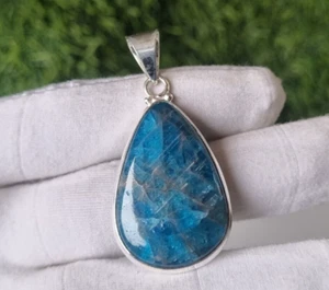 Bewitching Blue Apatite Pendant 925 Sterling Silver Handmade Gift Jewelry PG3735 - Picture 1 of 4