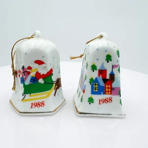Vintage Miniature Porcelain Bells Christmas Lillian Vernon 1988 - Picture 1 of 6