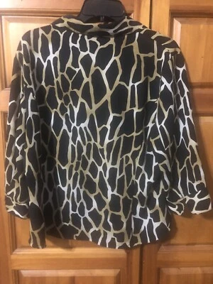 Womens Animal Print Blouse Top Sz 14 Giraffe 3/4 Sleeve  by Kathy Che - Image 1 of 4