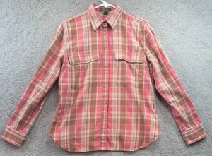 Lauren Ralph Lauren Shirt Size Large Plaid Pink White Brown  Button Up Womens - Picture 1 of 8