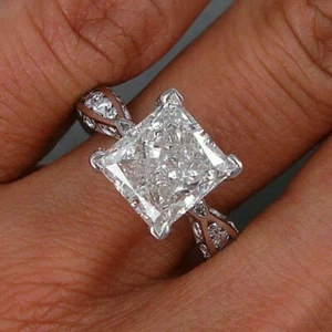Vintage 4 Karat Princess Diamant Solitär Jubiläum Verlobungsring Weißgold-Finish - Bild 1 von 8