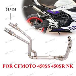 For CFMOTO 450SR 450SS NK 22-25 Motorcycle Exhaust Front Link Pipe Dual Muffler - Picture 1 of 7