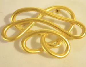 2-1/2 by 2" Gold Toned Metal Abstract Brooch Pin Multiple S Curves- Great Accent - Picture 1 of 2