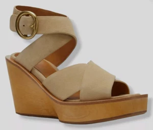 Rag & Bone Womens Women's 37 Santiago Suede Crisscross Platform Sandals Neutral - Picture 1 of 7