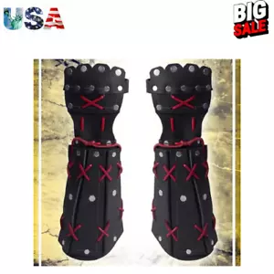 Medieval Samurai Leather Arm Bracers – Viking Knight Gauntlet Cosplay Gloves - Picture 1 of 3