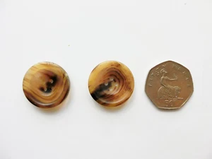 2pcs, 25mm Mid Brown Authentic Horn Bone Matte Large Round 4-Hole Coat Buttons - Picture 1 of 7