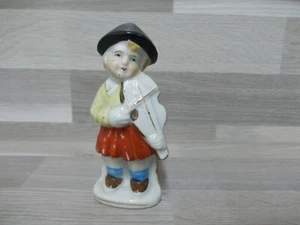 Vintage / Antik Figur Vase / Streichholzhalter Musikerin Geigenspielerin - Picture 1 of 4