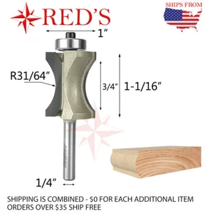 Broca de borde convexo Tideway Carbide PRO LC06041204 3/4"" broca de vástago router de vástago de 1/4 - Imagen 1 de 1