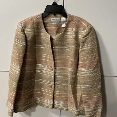 Blazer feminino Alfred Dunner pequeno dourado metálico prata elegante tamanho 16P forrado - Imagem 1 de 4