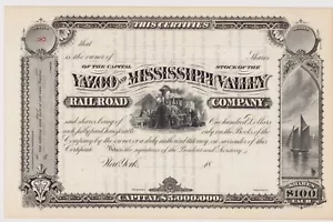 Yazoo & Mississippi Valley Railroad Company Aktienzertifikat - Bild 1 von 1