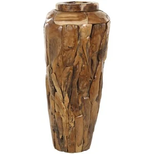 Deco 79 Teak Wood Handmade Decorative Vase Tall Floor Centerpiece Vase with M... - Picture 1 of 3