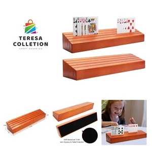 Wooden Playing Card Holder Set of 2 Solid Card Tray Rack Organizer for Kids S... - Picture 1 of 8