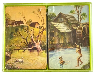 Vintage Spielkarten Punze Good Old Days Bauernhof Jungen Schwimmen Ephemera Basteln - Bild 1 von 7