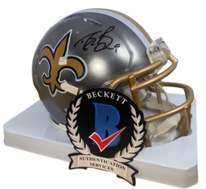 DREW BREES AUTOGRAPH SIGNED NEW ORLEANS SAINTS FLASH MINI HELMET BECKETT COA - Picture 1 of 9