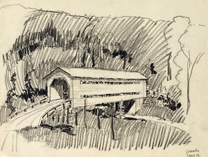 Puente cubierto Norman Kent Canadá probablemente Pont Molesworth - Imagen 1 de 2