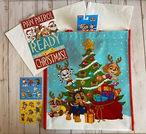 Paw Patrol Christmas Reusable Gift Bag + Tissue Paper + Card + Stickers Holiday