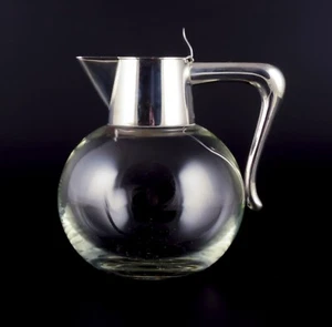 Anton Michelsen. Clear glass water carafe with sterling silver mounting. - Picture 1 of 9
