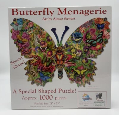 SunsOut 1000 Piece Special Shaped Puzzle "Butterfly Menagerie" ~ Sealed - Image 1 of 4