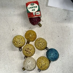 8 VINTAGE EIS GEFROSTET ZUCKER SCHNEEBALL WEIHNACHTEN RUNDE GLÜHBIRNEN FUNKTIONIEREN - Bild 1 von 1