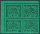 Stato Pontificio - 	1867 - 2 cent. verde giallo, n&deg; 13, in splendida quar.