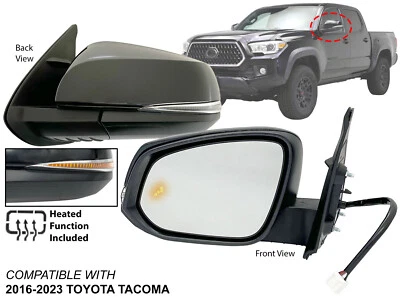 Espejo retrovisor para TOYOTA TACOMA 2016-2023 con luz BSD tapa PTM lado del conductor Foto 1 de 4