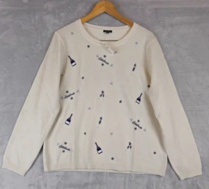 Neu mit Etikett Talbots Celebrate glitzernder Damenpullover Größe XL cremefarben Neuheit Pullover - Bild 1 von 6