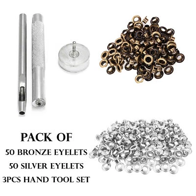 4mm Occhiello Setter Strumento Foro Punzone Passacavo Bronzo Argento Pelle Hobby - Immagine 1 di 4