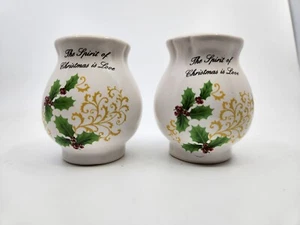 Ceramic Christmas Salt And Pepper Shakers The Spirit Of Christmas Is Love - Picture 1 of 6