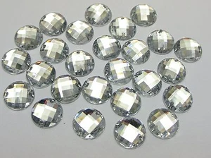 200 cuentas de costura de acrílico transparente con respaldo plano facetado redondo 12 mm coser - Imagen 1 de 1