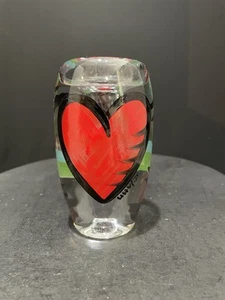 Kosta Boda Ulrica Hydman Vallien gutherziges Herz Kerzenhalter 4,75" hoch - Bild 1 von 12