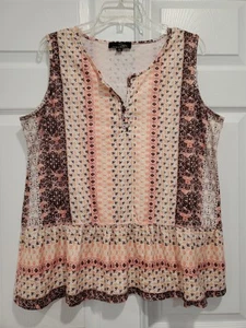 Camiseta sin mangas Suzanne Betro para mujer estampado floral volantes sin mangas boho talla grande XL - Imagen 1 de 7