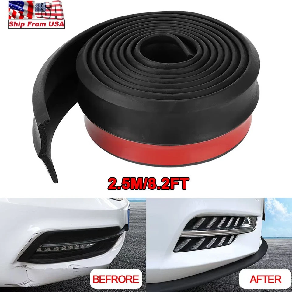 Pegatinas para labios de parachoques de 8,2 pies protectores de goma para parachoques delantero de coche de 2,5 m negras Foto 1 de 4