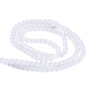 White/Clear Glass Beads Plain Round 4mm Frosted Strand Of 195+ - Picture 1 of 1