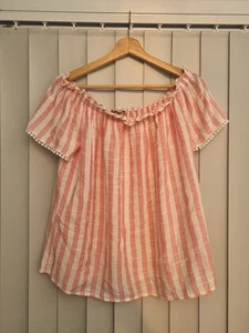 Matalan Papaya Women's Pink & White Striped Top Size 12 - Picture 1 of 4