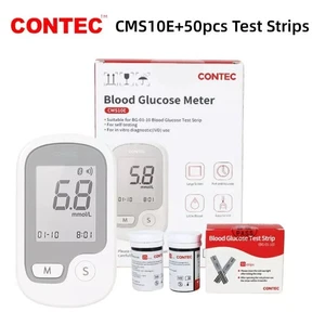 CONTEC CMS10E Blood Glucose Meter Blood Sugar Monitor with Lancet Test Strips 50 - Picture 1 of 8