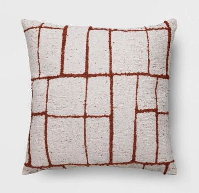 "Almohada de lanzamiento Threshold para interiores y exteriores - roja/blanca/geométrica 18""x 18"" NUEVA" Foto 1 de 4