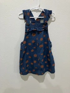 Max Studio Kids Denim W/Pumpkins Dress Size 5 Fall Halloween Thanksgiving - Picture 1 of 4