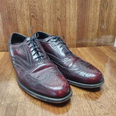 Zapato de vestir Oxford Florsheim para hombre punta de ala borgoña talla 9 D cuero superior Foto 1 de 4