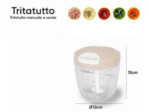 Tritatutto Manuale a Corda Con Doppie Lame Mini Robot a Mano da Cucina 13x15cm - Foto 1 di 6
