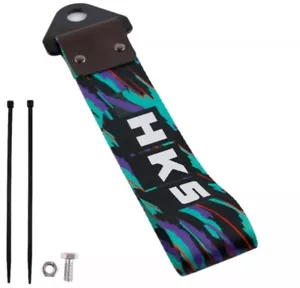 1X HKS jdm Graffiti Car Trailer Tow Rope Towing Hook Strap Decoration only - Foto 1 di 2