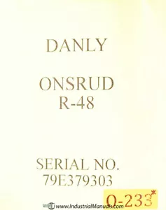 Onsrud R-48 Danly, Inticom Electricals and Parts Manual Year (1995) - Picture 1 of 1