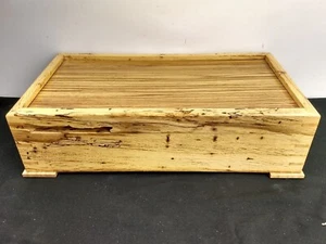 Scatola uomo/gioielli/foto/conservazione legno naturale bordo vivo 13x7x3,5 pollici fatta a mano - Foto 1 di 15