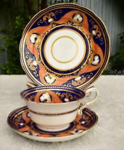 RARE ANTIQUE 19thC ENGLISH PORCELAIN TRIO CUP SAUCER PLATE - FACTORY UNKNOWN